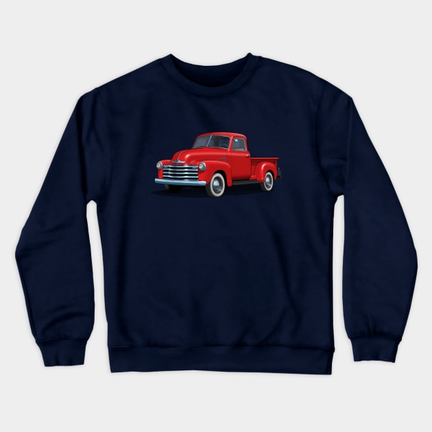 red 1949 chevrolet pick up truck Crewneck Sweatshirt by candcretro